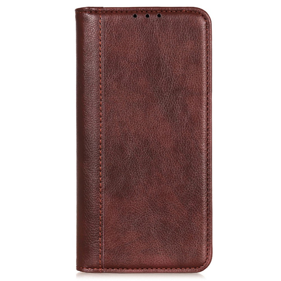 Θήκη για Samsung Galaxy S24 Ultra, Wallet Litchi Leather, καφέ