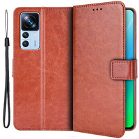 Θήκη με πτερύγιο για Xiaomi 12T / 12T Pro, Crazy Horse Wallet, καφέ