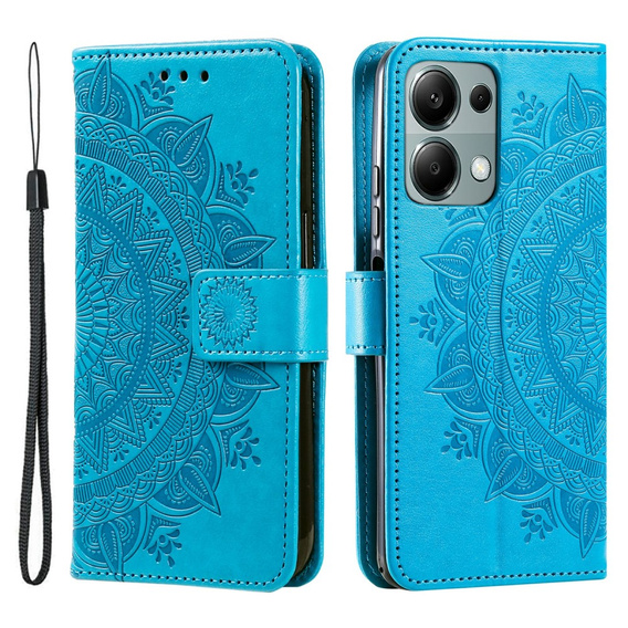 Θήκη με πτερύγιο για Xiaomi Redmi Note 13 Pro 4G / Xiaomi Redmi Note 14S / Xiaomi Poco M6 Pro 4G, Mandala, μπλε