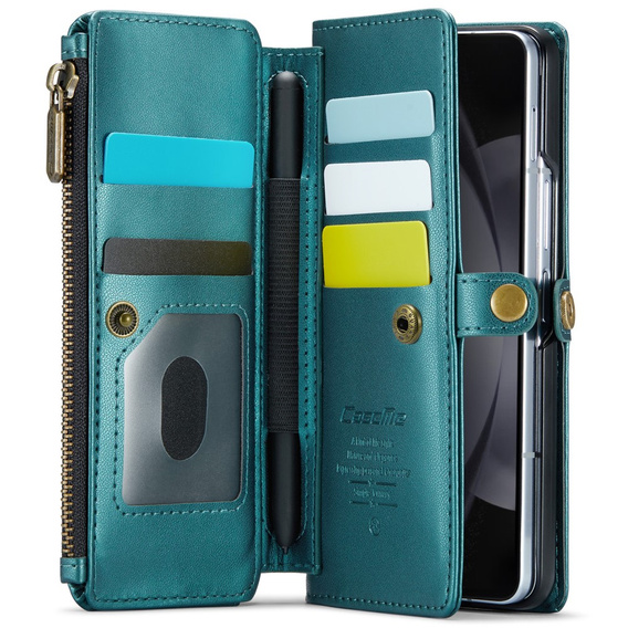 θήκη CASEME για Samsung Galaxy Z Fold6 5G, RFID Leather Wallet, με λουράκι ώμου, πράσινη