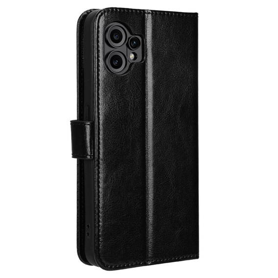 Θήκη με πτερύγιο για CMF Nothing Phone 2 Pro, Crazy Horse Wallet, μαύρη