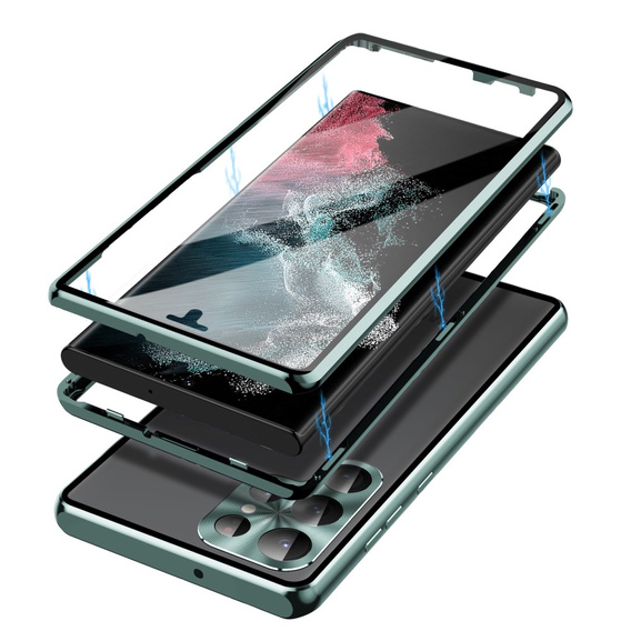 θήκη για το Samsung Galaxy S23 Ultra, Magnetic Dual Glass, πράσινη