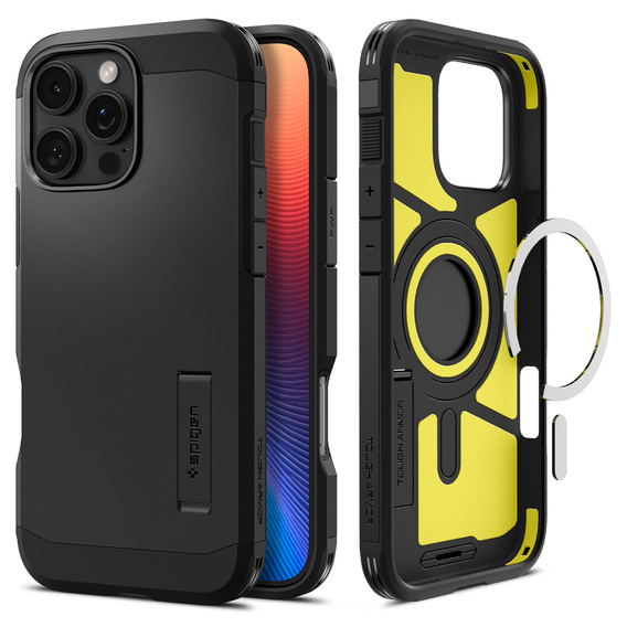 θήκη Spigen για iPhone 16 Pro, Tough Armor Mag Mag MagSafe, μαύρη + μετριασμένο γυαλί 9H