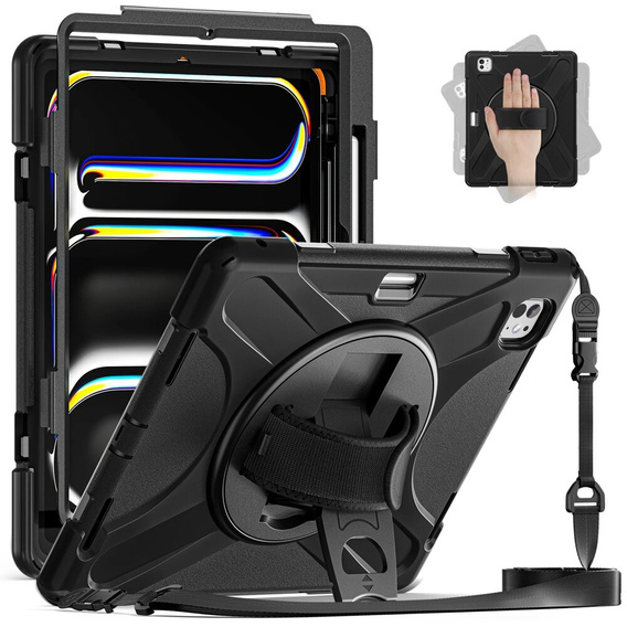 Θωρακισμένη θήκη για Apple iPad Pro 13" 7 gen. 2024 (A2925, προστατευτική 360 με χώρο για γραφίδα, μαύρη