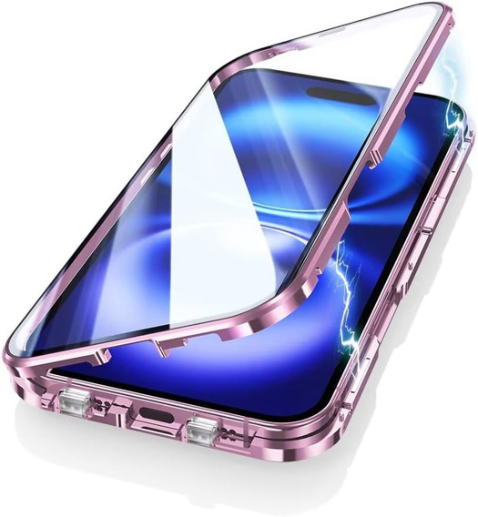 Μαγνητική θήκη MagSafe Dual Glass για iPhone 16, ροζ rose gold