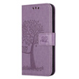 Θήκη με πτερύγιο για Motorola Moto E22 / E22i, Wallet, tree i sowy, μωβ