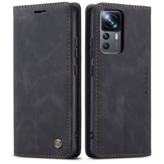 θήκη CASEME για Xiaomi 12T / 12T Pro, Leather Wallet Case, μαύρη
