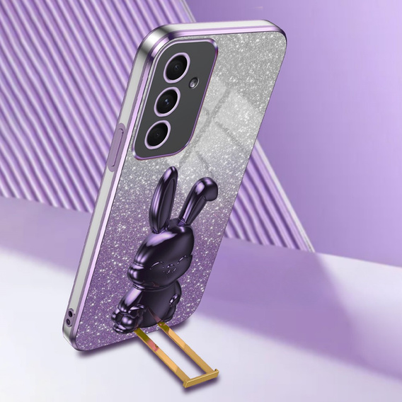 Θήκη για Samsung Galaxy A54 5G, Glitter Rabbit, με συρόμενη βάση στήριξης, μωβ
