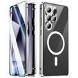 Μαγνητική θήκη MagSafe Dual Glass για Samsung Galaxy S25 Ultra, ασημένια