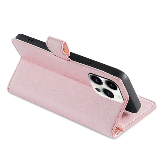 Θήκη με πτερύγιο για iPhone 14 Pro Max, Wallet Zipper Pocket, ροζ