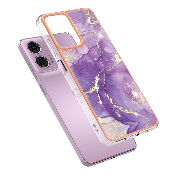 Προστατευτική θήκη για Motorola Moto G24 / G24 Power / G04, Marble Slim Case, σκούρο μωβ