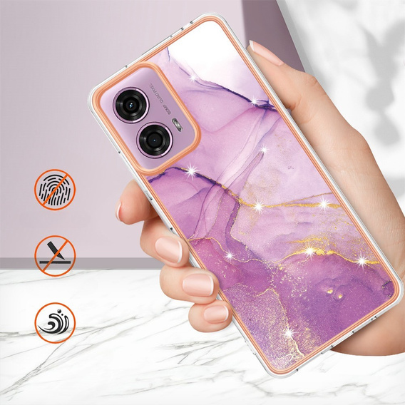 Προστατευτική θήκη για Motorola Moto G24 / G24 Power / G04, Marble Slim Case, μωβ