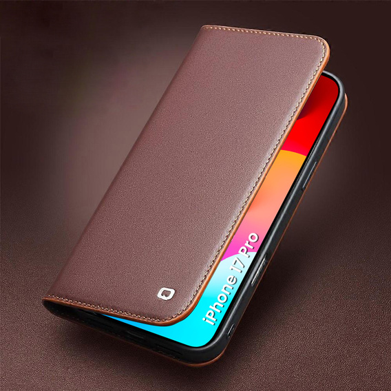 QIALINO δερμάτινη θήκη πορτοφόλι για iPhone 17 Pro - καφέ