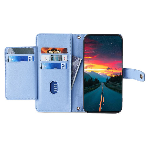Θήκη με πτερύγιο για Realme 14 Pro+ 5G, Wallet Zipper Pocket, μπλε
