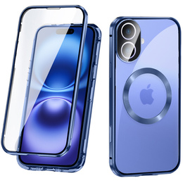 Μαγνητική θήκη MagSafe Dual Glass για iPhone 16, μπλε