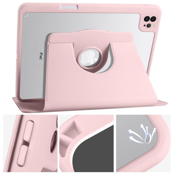 Θήκη για iPad Pro 11" 2022/2021/2020 (4/3/2 gen.), με υποδοχή γραφίδας, περιστρεφόμενη κατά 360°, ροζ