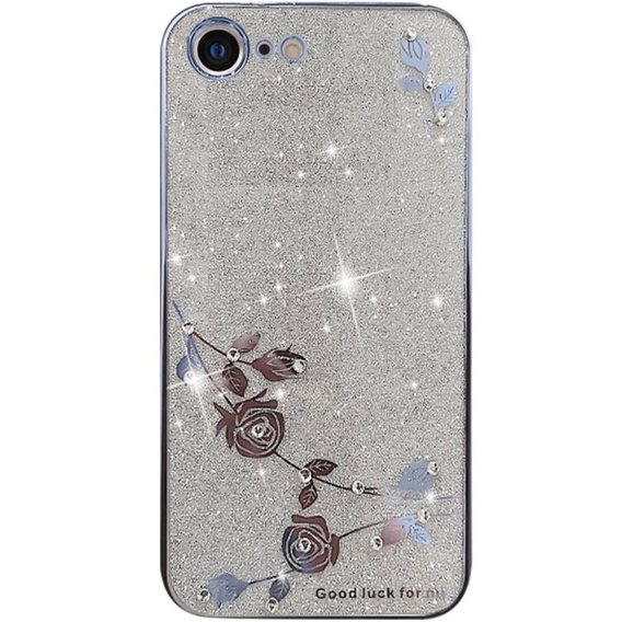Θήκη για iPhone SE 2022 / SE 2020 / 8 / 7, Glitter Flower, μπλε