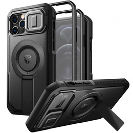 Θωρακισμένη θήκη για iPhone 12 / iPhone 12 Pro, Dexnor CamProtect MagSafe, μαύρη (Δύο πλαίσια)