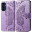 Θήκη με πτερύγιο για Samsung Galaxy S24 FE, Butterfly, μωβ