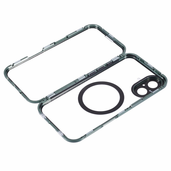 Μαγνητική θήκη MagSafe Dual Glass για iPhone 16, πράσινη