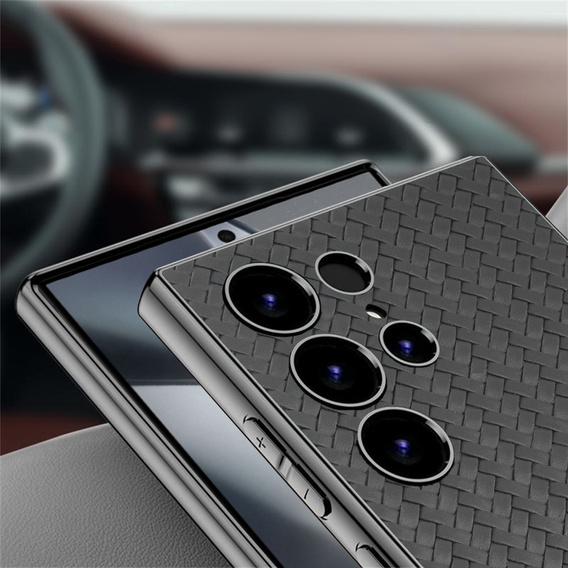 Θήκη για Samsung Galaxy S24 Ultra, GKK Woven Leather, γκρι