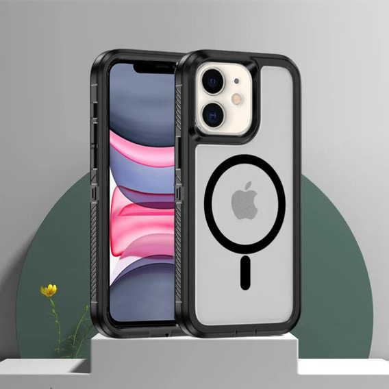 Θήκη με πλαίσιο για iPhone 11, για MagSafe, διαφανής / μαύρη