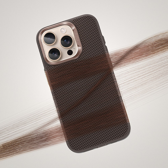 θήκη BENKS Kevlar για iPhone 16 Pro, για MagSafe, Carbon Fiber, καφέ