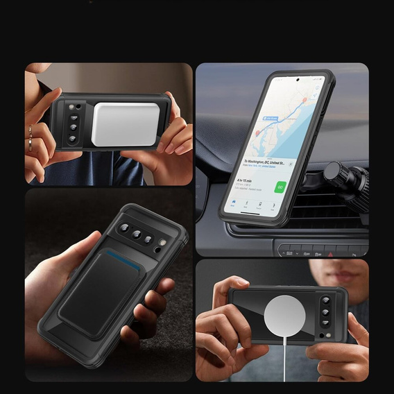 Θήκη για Google Pixel 8 Pro, Shockproof, με μεμβράνη οθόνης, για MagSafe, μαύρη