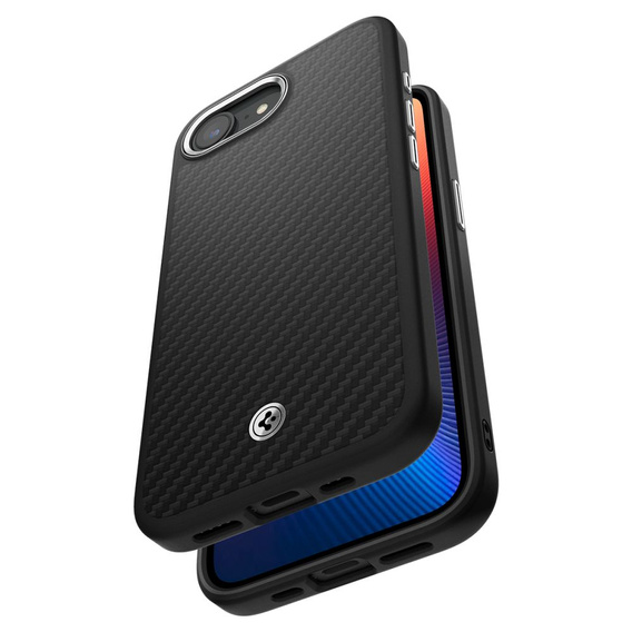 θήκη Spigen για iPhone 16E, Enzo Aramid MagSafe, carbon black + γυαλί 9H tempered glass