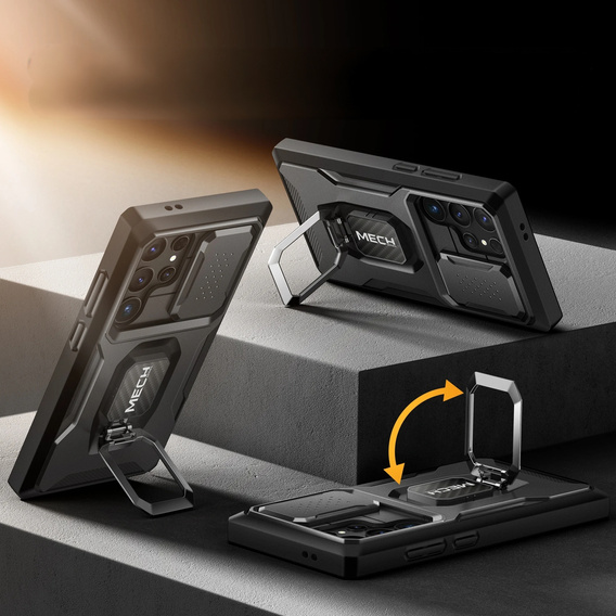 Θήκη για Samsung Galaxy S24, Tongate MECH Series με βάση στήριξης, μαύρη