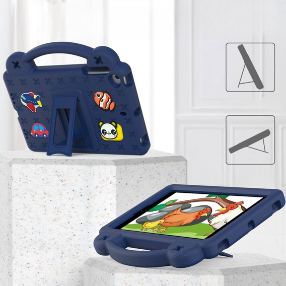 Παιδική θήκη για iPad mini 7.9" 2019/2015/2014/2013/2012 (5/4/3/2/1 gen.), Cute Patterns, με βάση, σκούρο μπλε