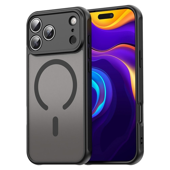 Ματ θήκη για iPhone 17 Pro Max, για MagSafe, με προστασία κάμερας, μαύρο