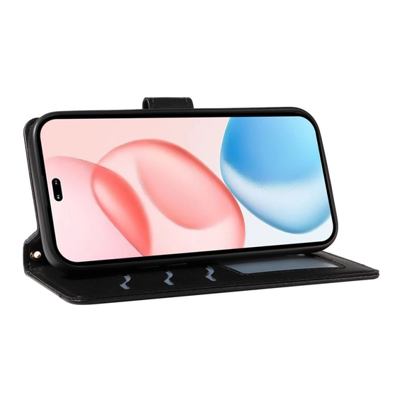 Θήκη με πτερύγιο για Honor 400 Pro 5G, Crossbody Leather Wallet, μαύρη