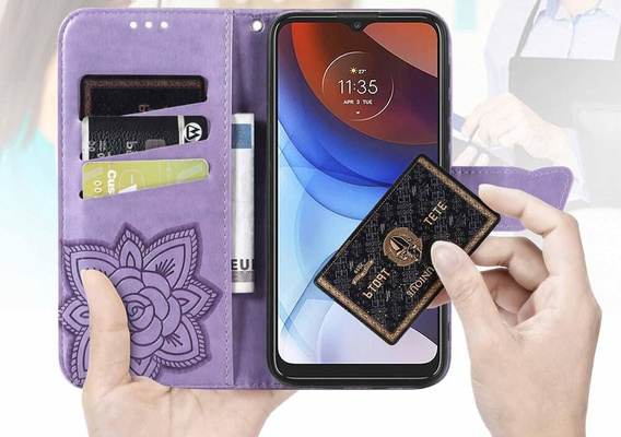 Θήκη με πτερύγιο για Motorola Edge 50 Fusion 5G, Butterfly, μωβ