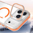 Θήκη για iPhone 17 Pro Max, για MagSafe, με βάση, διάφανη με πορτοκαλί ένθετα