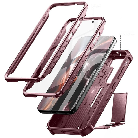 Θωρακισμένη θήκη για Samsung Galaxy S23, Dexnor Full Body (Two Frames), κόκκινη
