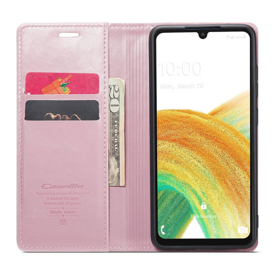 θήκη CASEME για Samsung Galaxy A33 5G, Waxy Textured, ροζ
