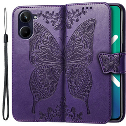 Θήκη με πτερύγιο για Realme 10 4G, Butterfly, μωβ