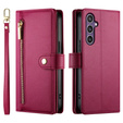 Θήκη με πτερύγιο για Samsung Galaxy S25, Wallet Zipper Pocket, κόκκινη