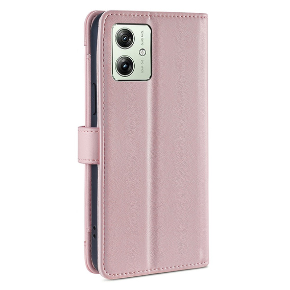 Θήκη με πτερύγιο για Motorola Moto G54 5G, Wallet Zipper Pocket, ροζ