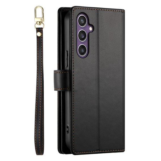 Θήκη με πτερύγιο για Samsung Galaxy S25, Wallet Zipper Pocket, μαύρη