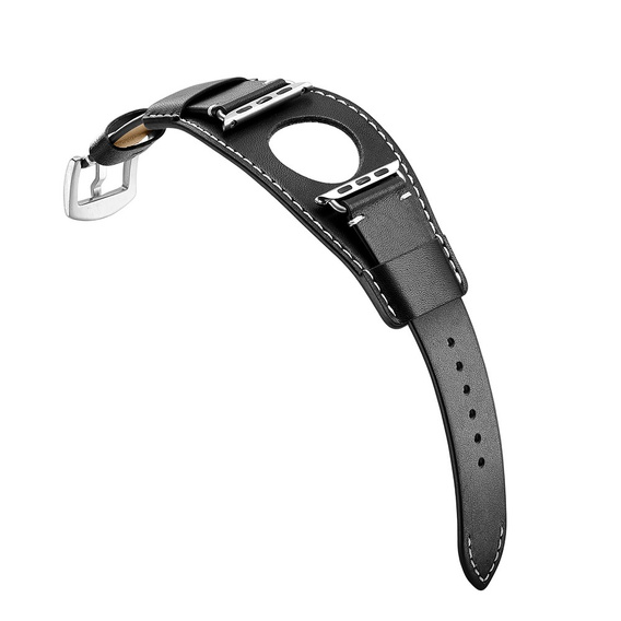 Δερμάτινο λουράκι για Apple Watch 1/2/3/4/5/6/7/8/SE/Ultra 42/44/45/49mm, Μαύρο