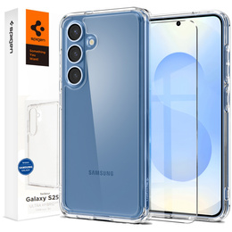 θήκη Spigen για Samsung Galaxy S25, Ultra Hybrid, διαφανής + μετριασμένο γυαλί 9H