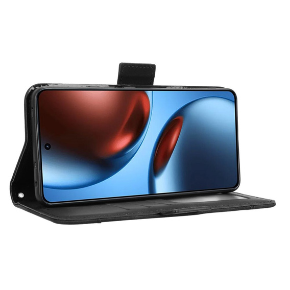 Θήκη με πτερύγιο για Realme GT 7 / 7T, Card Slot, μαύρη