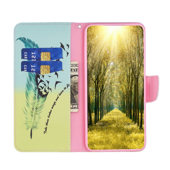 Θήκη με πτερύγιο για Motorola Edge 40 Neo, Wallet, feather, μπλε