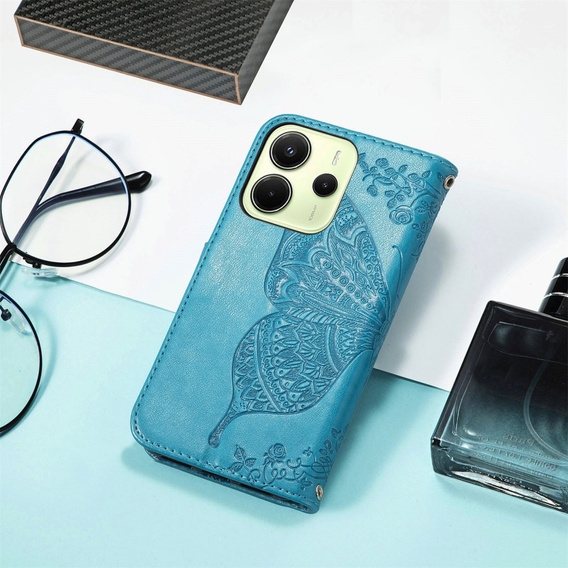 Θήκη με πτερύγιο για Xiaomi Redmi Note 14 4G, Butterfly, μπλε