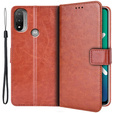 Θήκη με πτερύγιο για Motorola Moto E20/E30/E40, Crazy Horse Wallet, καφέ