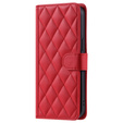 θήκη πτερύγιο για iPhone 16 Plus, Rhombus Crossbody Leather, κόκκινη