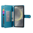 Θήκη με πτερύγιο για Samsung Galaxy S25, Wallet Zipper Pocket, μπλε