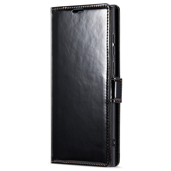 Θήκη με πτερύγιο για Samsung Galaxy S23 Ultra, ERBORD Waxy Wallet, μαύρη